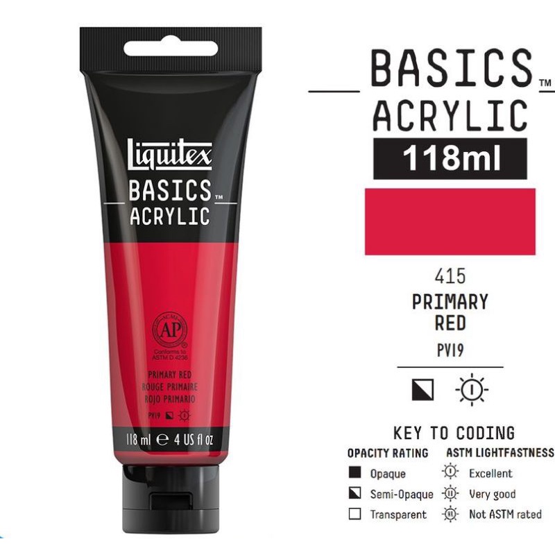 Jual LIQUITEX BASICS ACRYLIC COLOUR 118 ML PRIMARY RED | Shopee Indonesia