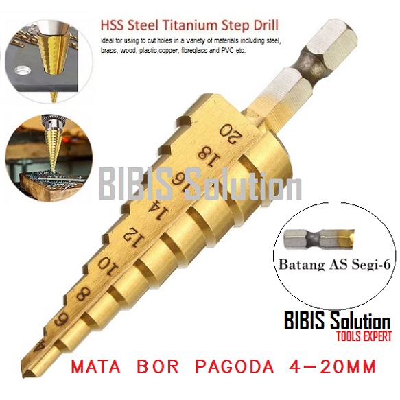 Jual Mata Bor Besi Pagoda Tangga Payung Piramid HSS Multi Step Drill ...