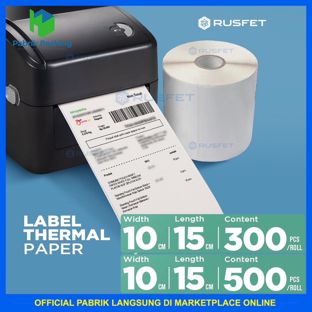 Jual GROSIR KERTAS THERMAL LABEL STICKER RUSFET printer stiker barcode ...