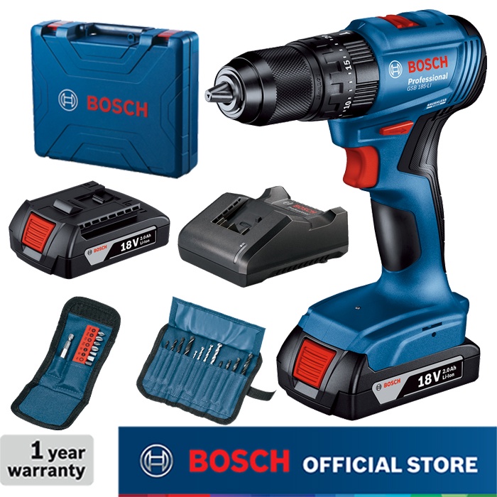 Jual Bosch Brushless Impact Drill With Accessories 23PCS 18Volt GSB 185 ...