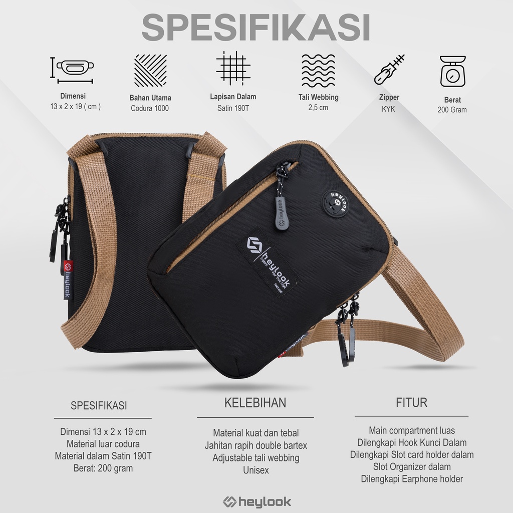 Jual Heylook HEYLOOK Official - Tas Selempang Pria Tesla Sling Bag Pria  Waist Bag Distro Heylook Original 2023