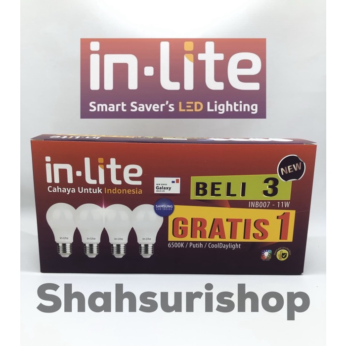 Jual 40tt0 LAMPU LED BULB IN-LITE INLITE INB007 3 GRATIS 1 11W 11 W ...