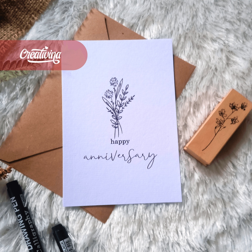 Jual Kartu Ucapan Happy Anniversary Card Aesthetic disertai Amplop