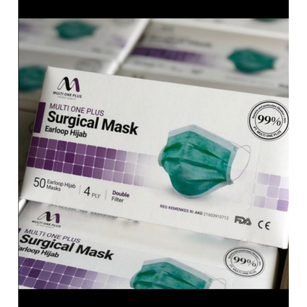 Jual Masker Medis Bedah 4 Ply Premium Multi One Plus Earloop Hijab ...