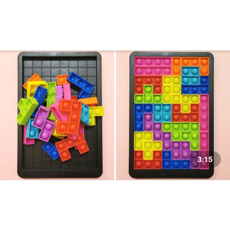 Jual Mainan Game Building Block Pop It Game Tetris 27 pcs Balok Susun