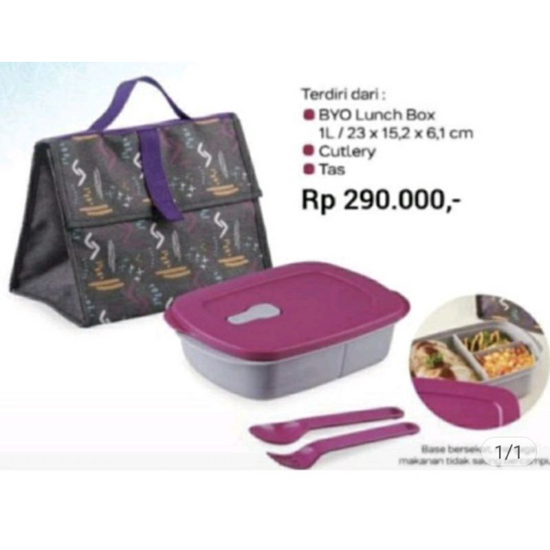 Jual Tupperware BYO Seri Baru lengkap dengan cutlery dan tas nya