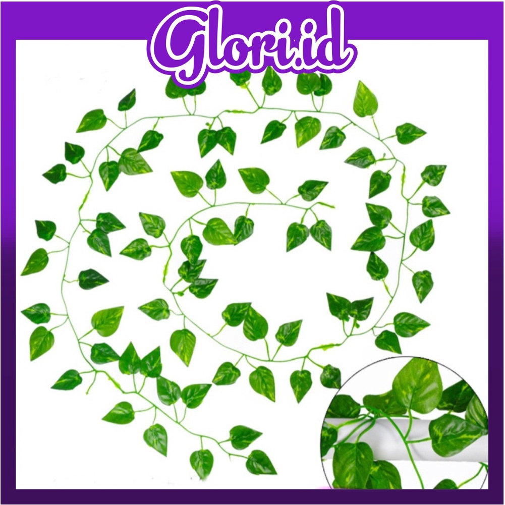 GLORI.ID R352 DAUN RAMBAT IMITASI ARTIFICIAL PLASTIK JUNTAI GANTUNG RUMPUT DEKORASI DINDING RUMAH