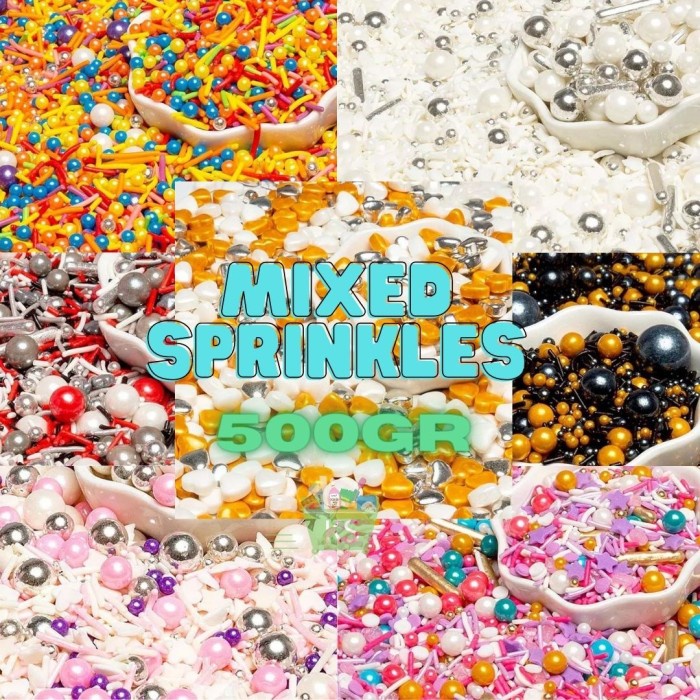 Jual MIXED SHAPES & COLORS EDIBLE SPRINKLES 500 GR HARGA GROSIR GULA ...