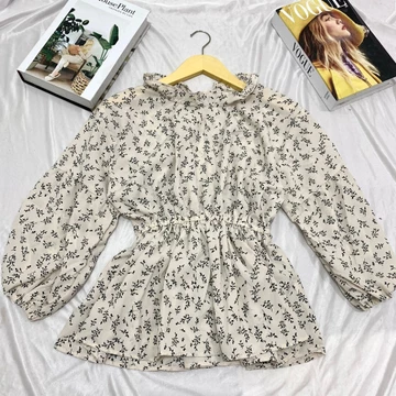 Flora Blouse Motif Bunga Olla Blouse Korean Style Atasan Blouse Vintage Wanita Motif Bunga