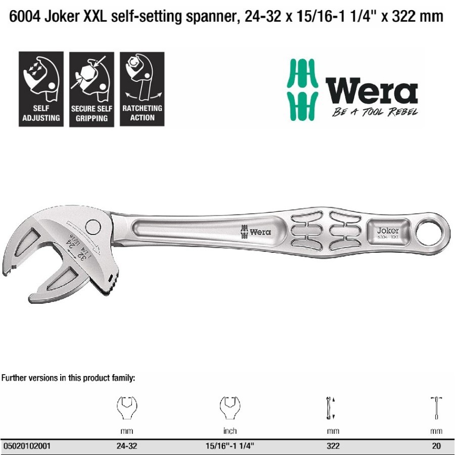 Wera 6004 Joker 4 Set 1 Selbstjustierender Maulschlüssel-Satz