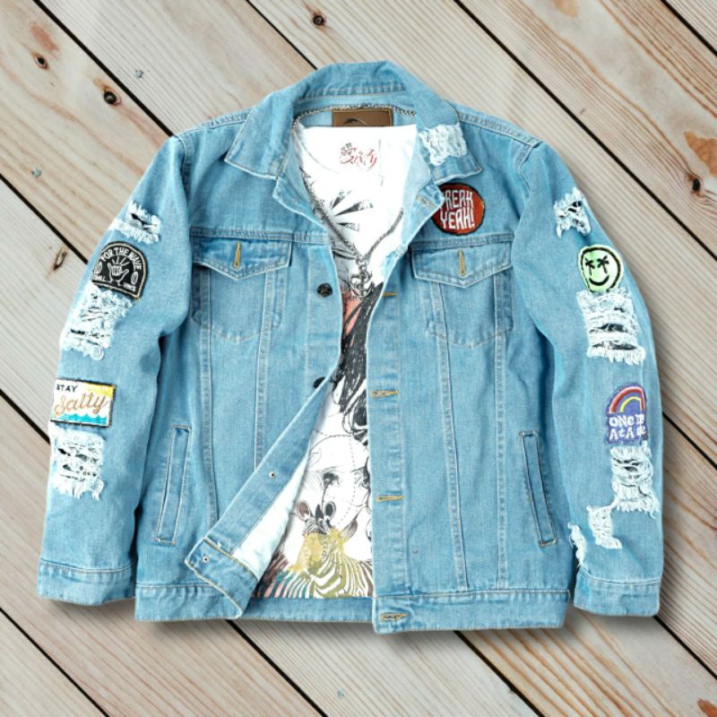 Jaket jeans full on sale patch