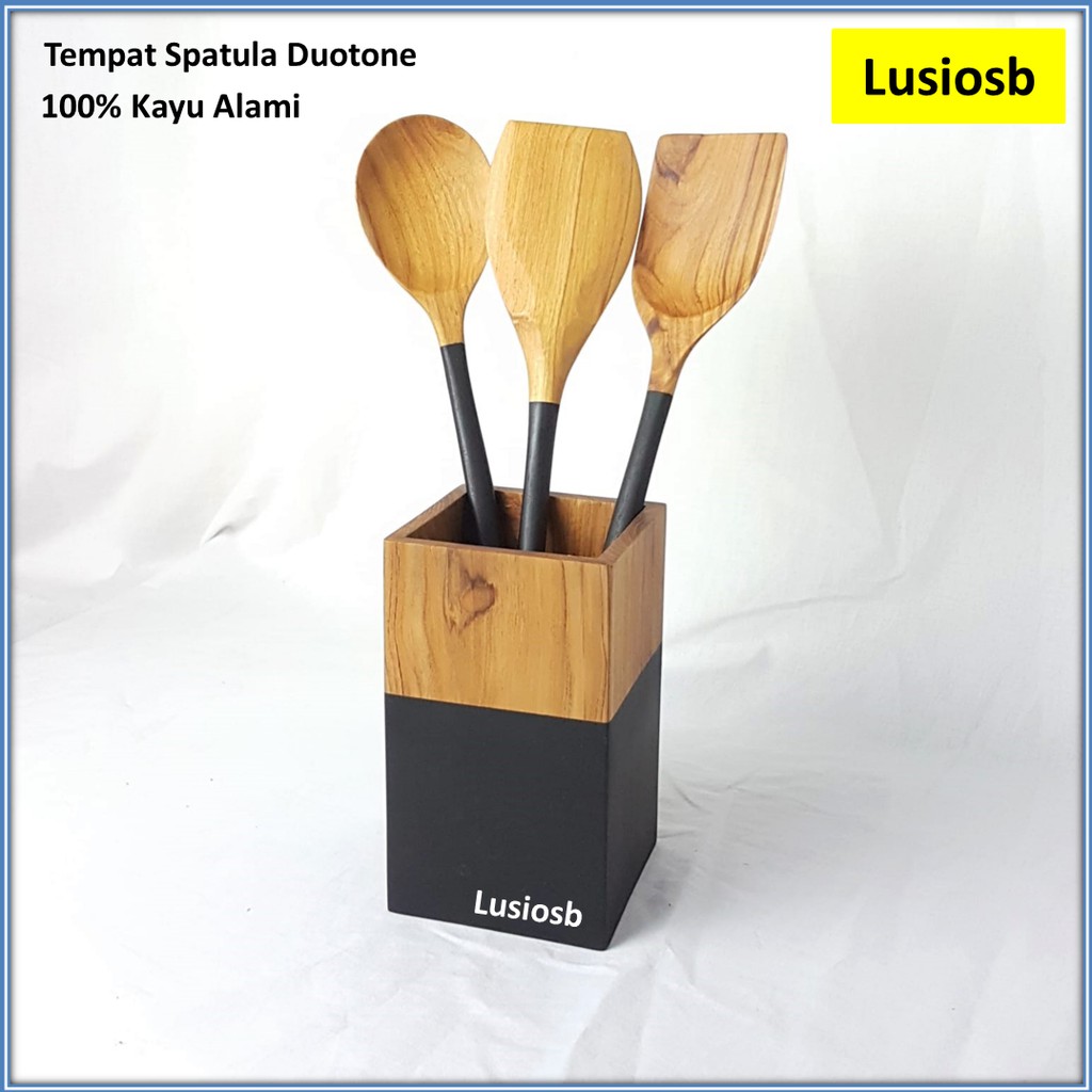 Jual Tempat Spatula Kayu Jati / Tempat Sutil / Kotak Spatula / Kotak