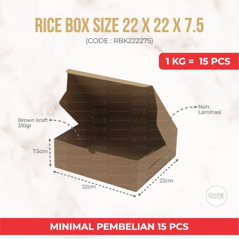 Jual Rice Box 22x22x7.5, Catering Box, Kemasan Makanan, Packaging ...