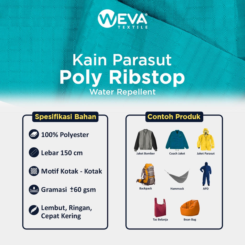 Jual Bahan Kain Poly Ribstop - Kain Jaket Parasut Wevatex | Shopee ...