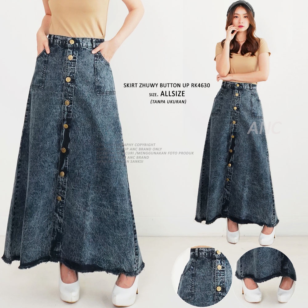 Jual Rok Jeans Panjang Skirt Jeans Long Rubby RK5030 KOMBINASI Shopee Indonesia