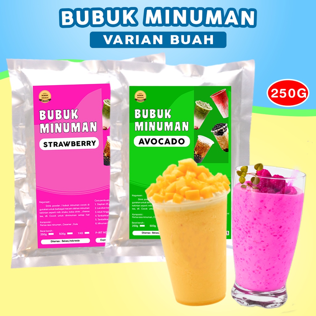 Jual BUBUK MINUMAN RASA BUAH 250G / BUBUK MINUMAN BOBA 250G / SERBUK
