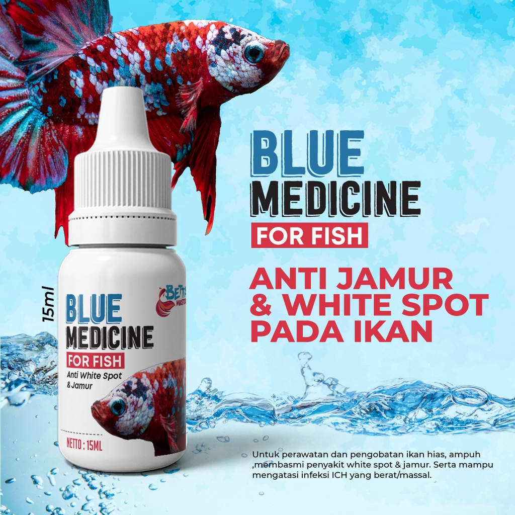 Jual Blue Medicine Obat Biru Premium Ikan Anti White Spot Jamur Pengobatan Ikan Cupang Ikan