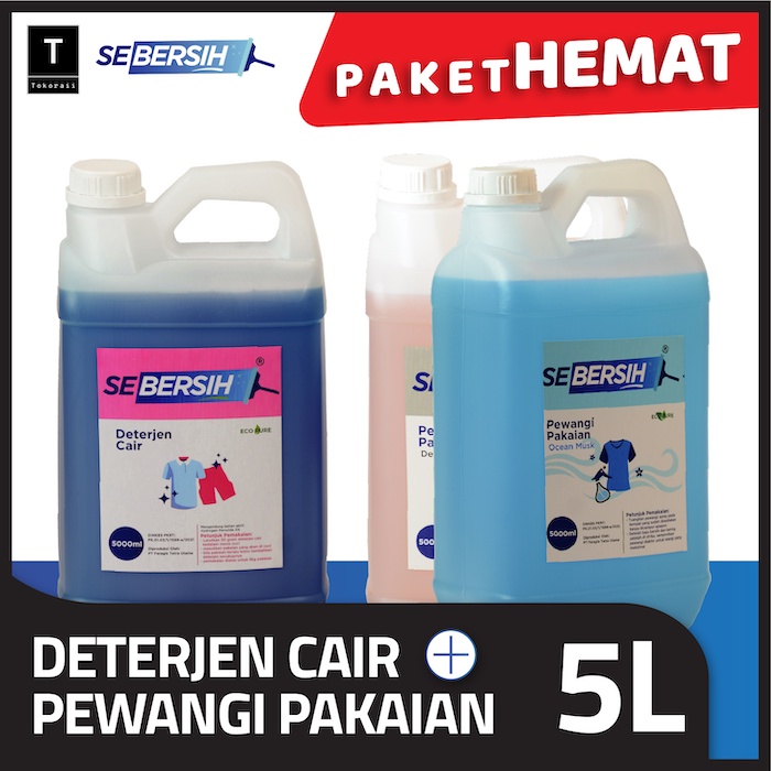 Jual (BUNDLING) Sebersih Deterjen Cair & Pewangi Pakaian 5 Liter ...