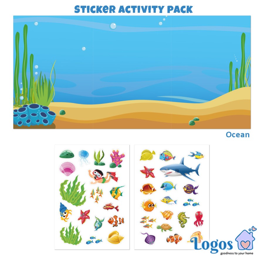 Jual Sticker Activity Pack Ikan Laut Ocean Zoo Animal stiker tempel ...