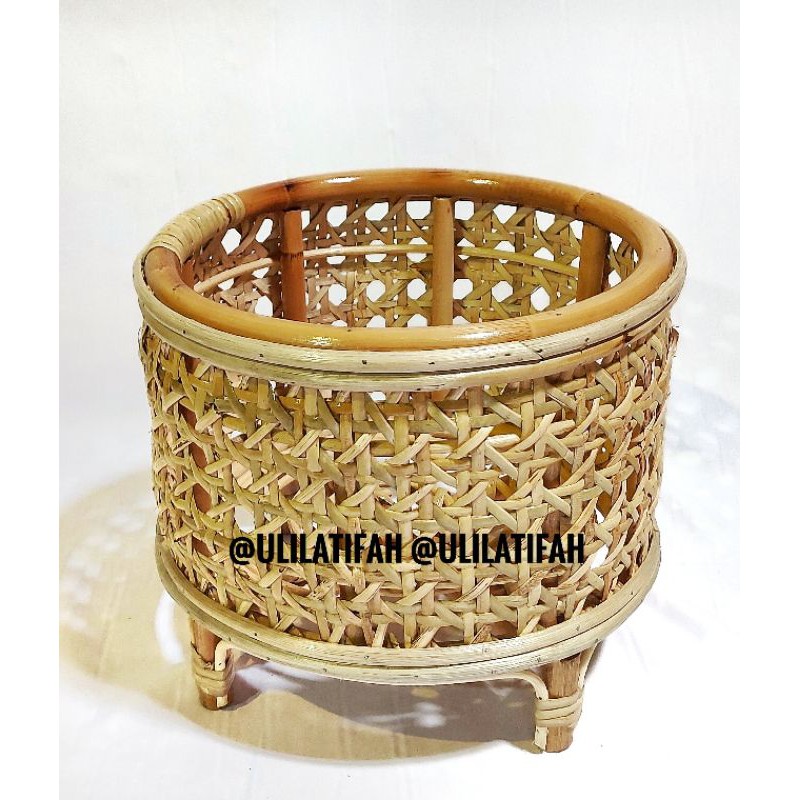 Jual Stand pot rotan webbing manual / standing planter / Rattan pot ...