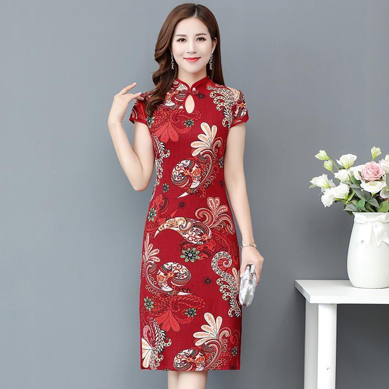 Jual LANGSUNG ORDER Cheongsam Qipao Model Baru 2023 Rok Pakaian Wanita Setengah Baya dan Tua Gaya Barat Ukuran Besar Musim Panas Baju Batik Shopee Indonesia