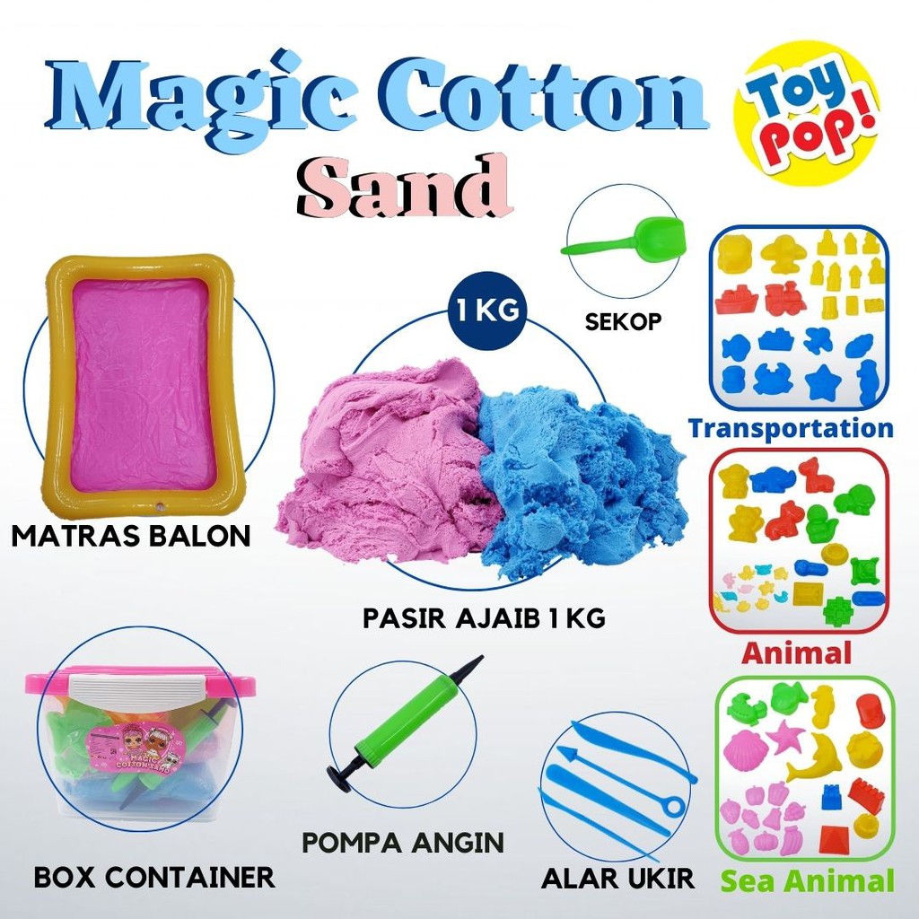 Jual Paket Mainan Pasir Magic Cotton Sand 1kg lengkap dengan box alas ...