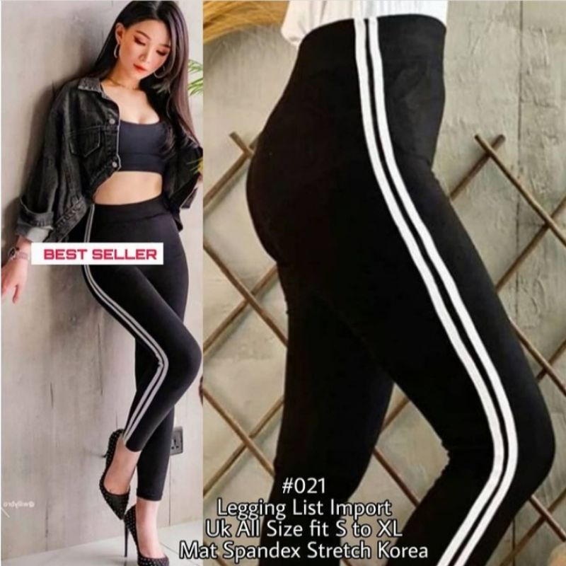 Jual Legging Highwaist List Putih Premium Tebal Fit S-XXL Jumbo ...