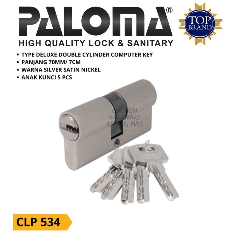 Jual PALOMA CLP 534 Kunci Pintu Rumah Cylinder Double Key 70MM Satin ...