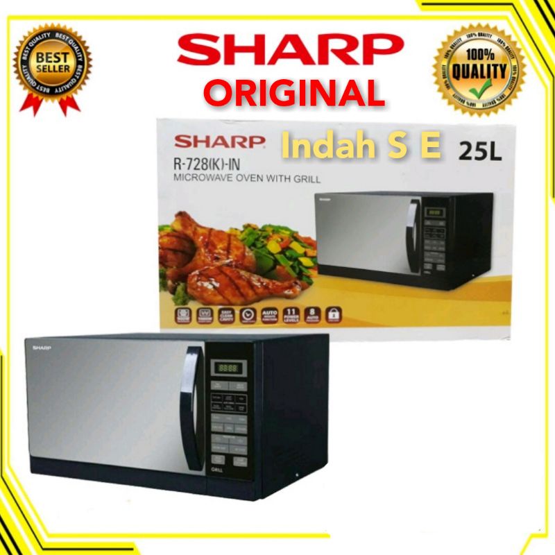 Jual Microwave SHARP R 728 (K) IN With Grill 25 Liter Low Watt Black