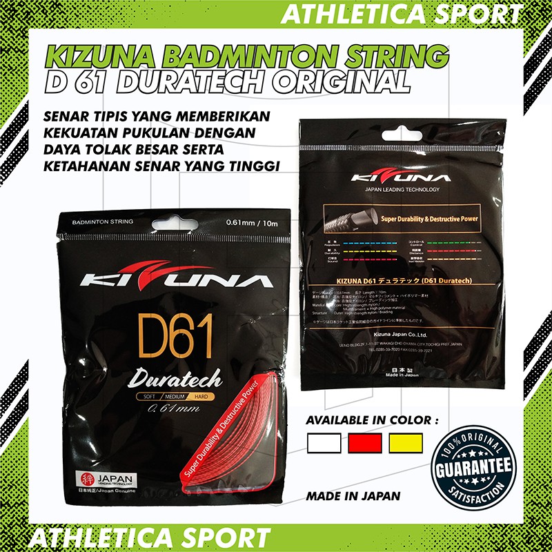 Jual SENAR RAKET BADMINTON STRING KIZUNA D61 DURATECH ORIGINAL | Shopee ...