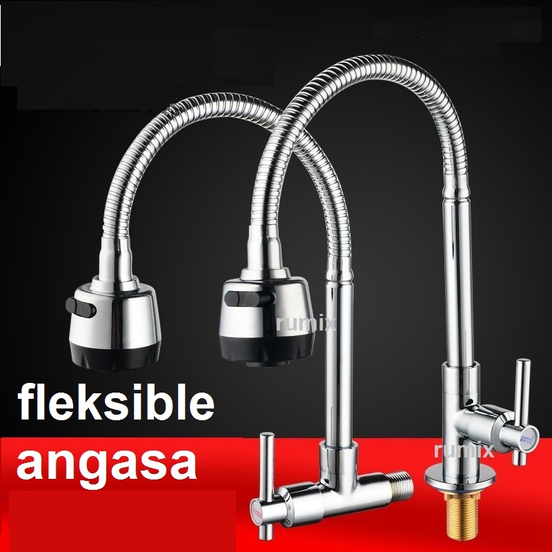 Jual Kran Keran Air Angsa Fleksibel Wastafel Tembok Sink Minimalis Premium Stainless Kuningan 5638