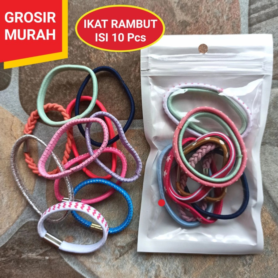 Jual GROSIR IKAT RAMBUT ISI 10 PCS KARET RAMBUT WANITA SOUVENIR ...