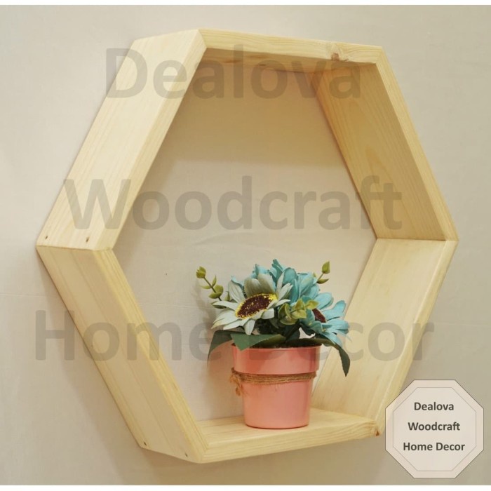 Jual Rak Gantung Heksagonal Hias Dekoratif Kayu Pinus Jati Belanda ...