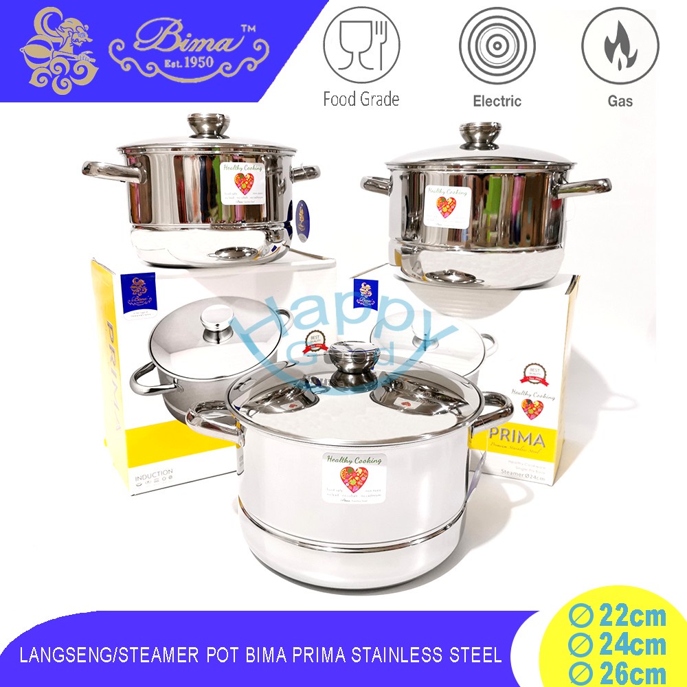 Jual BIMA PRIMA 22-24-26CM STEAMER POT/LANGSENG/PANCI STAINLESS STEEL ...