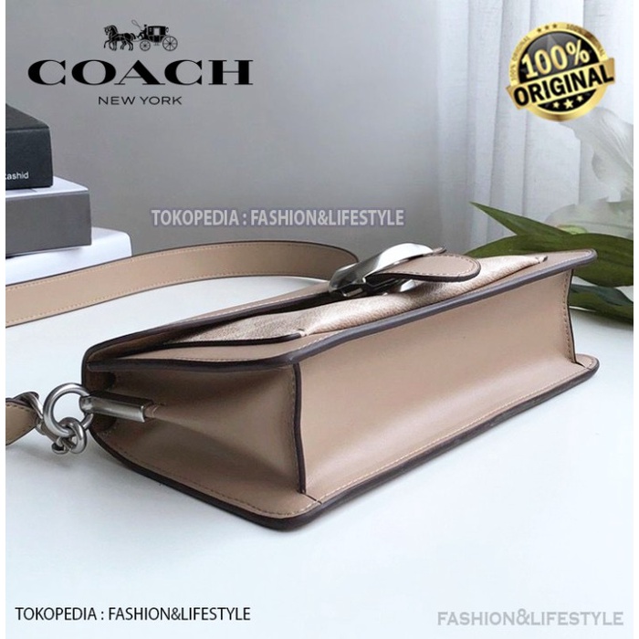 Jual Coach Tabby 26 Leather Shoulder Bag In Signature Canvas Sand Taupe