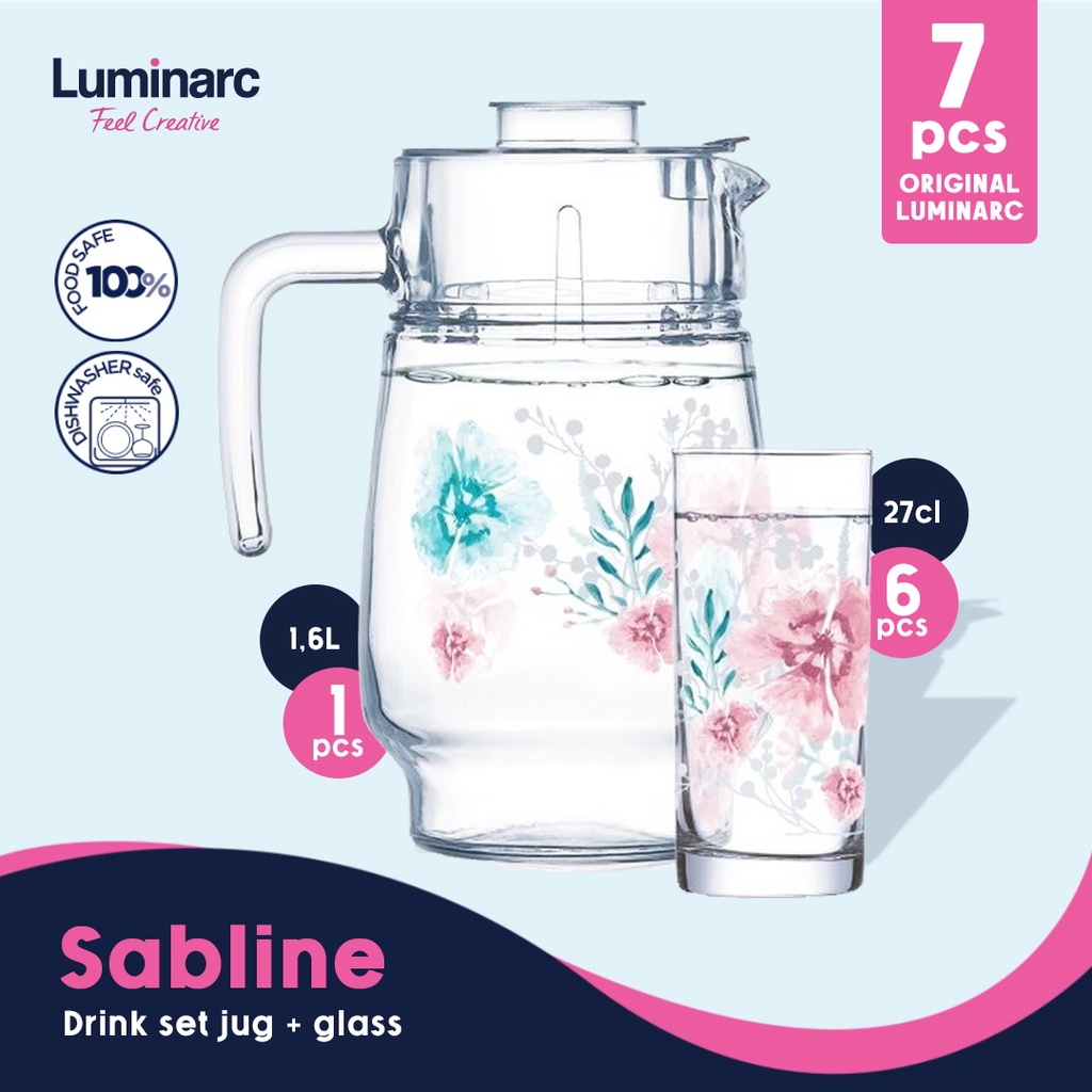 Jual Luminarc Set Alat Minumdrinkset Teko Gelas Sabline 7pcs Shopee Indonesia 8891