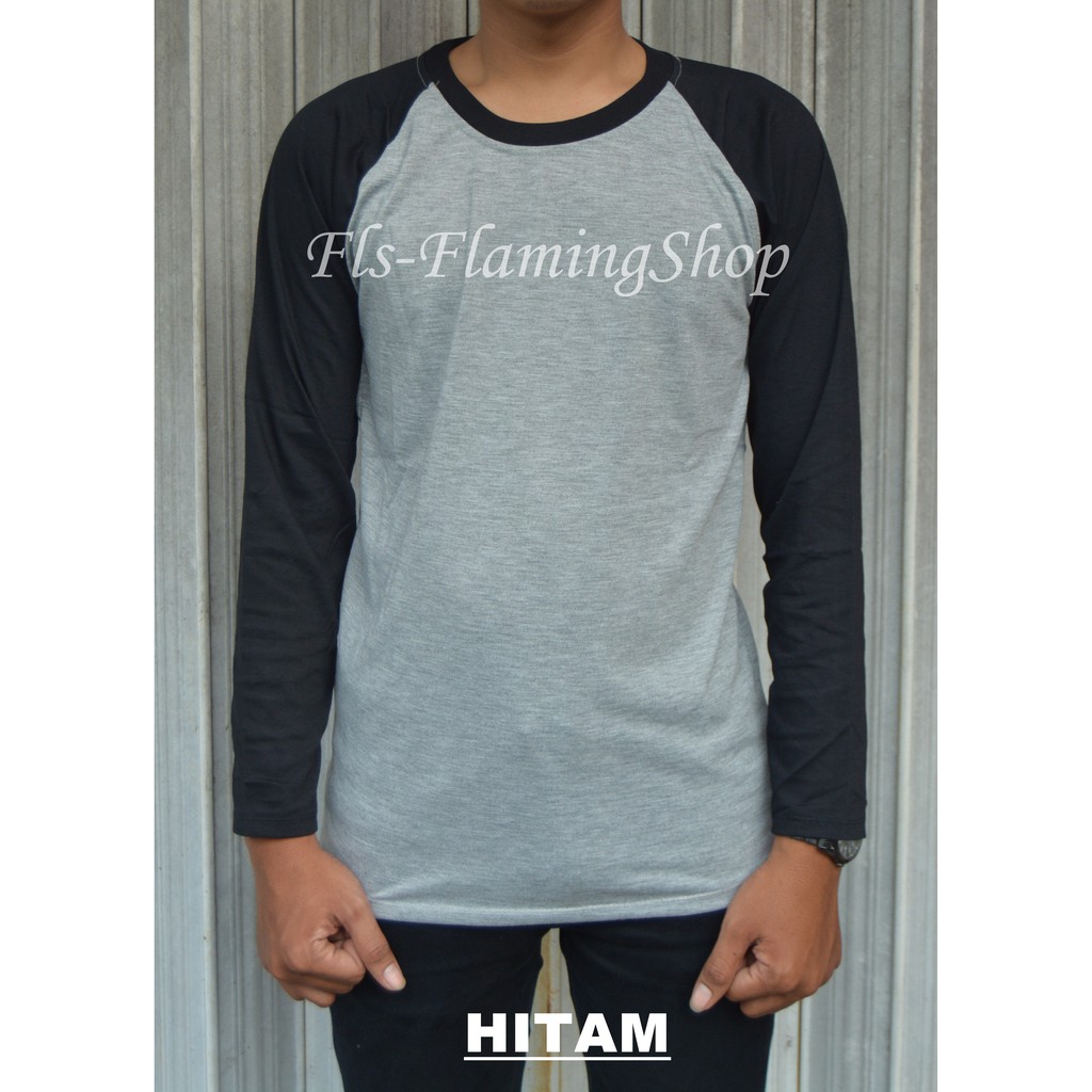 Jual Raglan Lengan Panjang Abu Hitambaju Kaos Reglan Polosraglan Poloskaos Distrokaos Lengan 