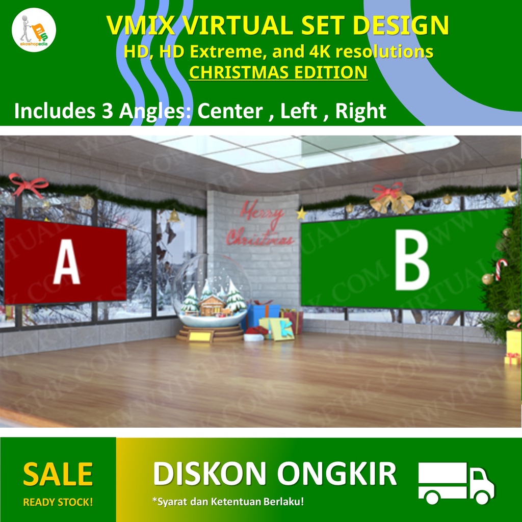 Jual VMIX VIRTUAL SET DESIGN 4K - CHRISTMAS 01 v16 | Shopee Indonesia