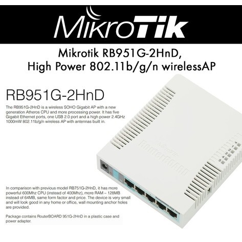 Jual Mikrotik Routerboard RB951G-2HnD 5x LAN Gigabit 100/1000 Garansi ...