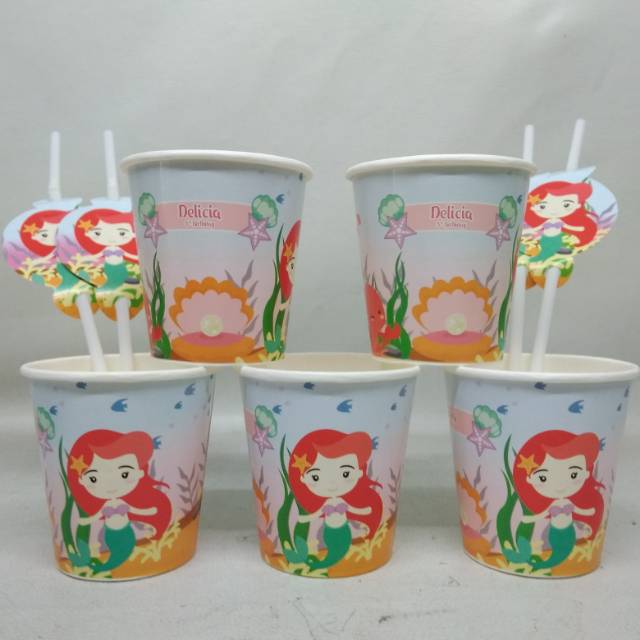 Jual Gelas Kertas Mermaid Paper Cup Mermaid Shopee Indonesia 3004