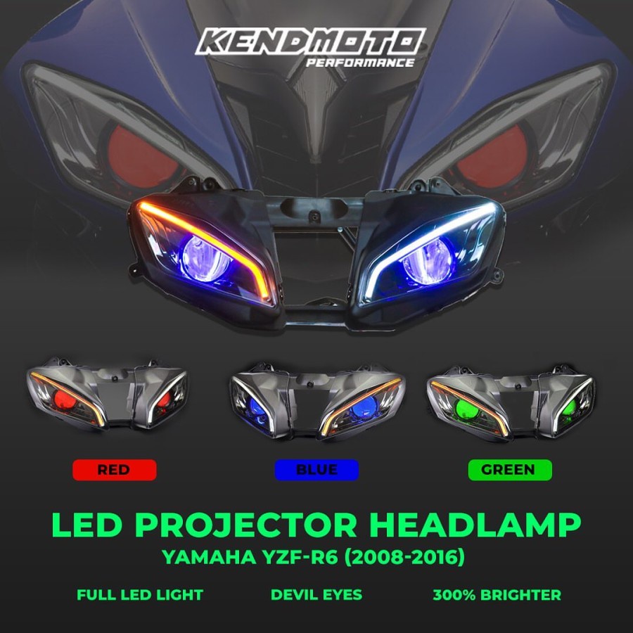 Jual Kendmoto LED headlamp projector Yamaha YZFR6 (20082016) Shopee