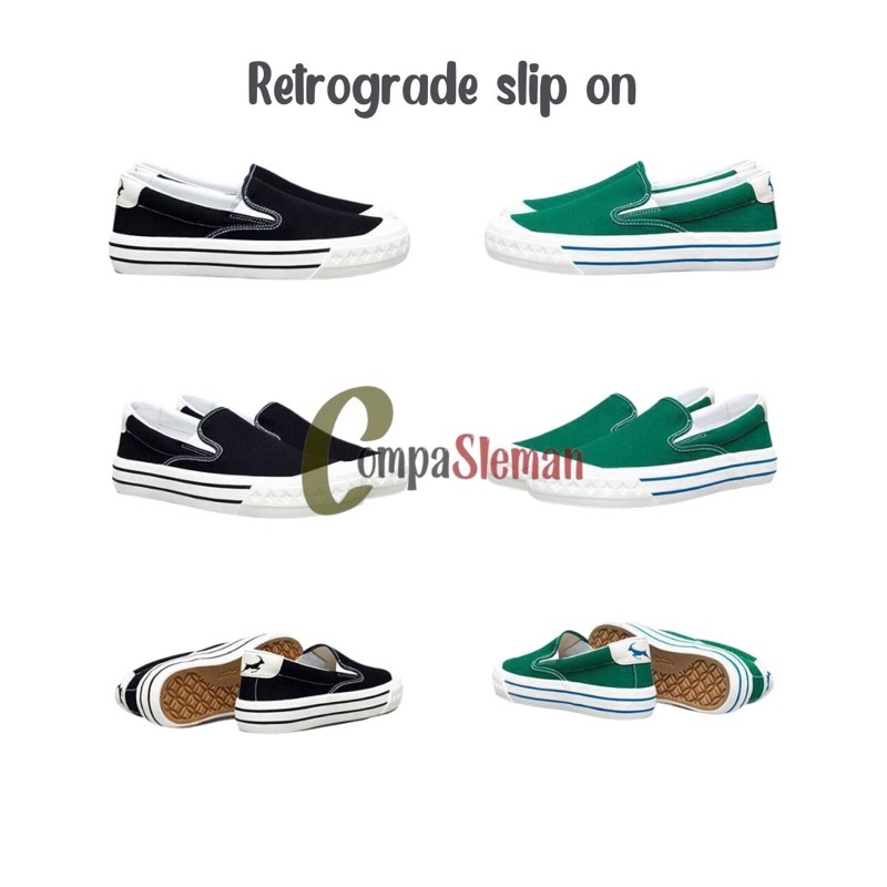 Jual Sepatu Compass Retrograde Slip On Black White And Green Bnib Original Shopee Indonesia