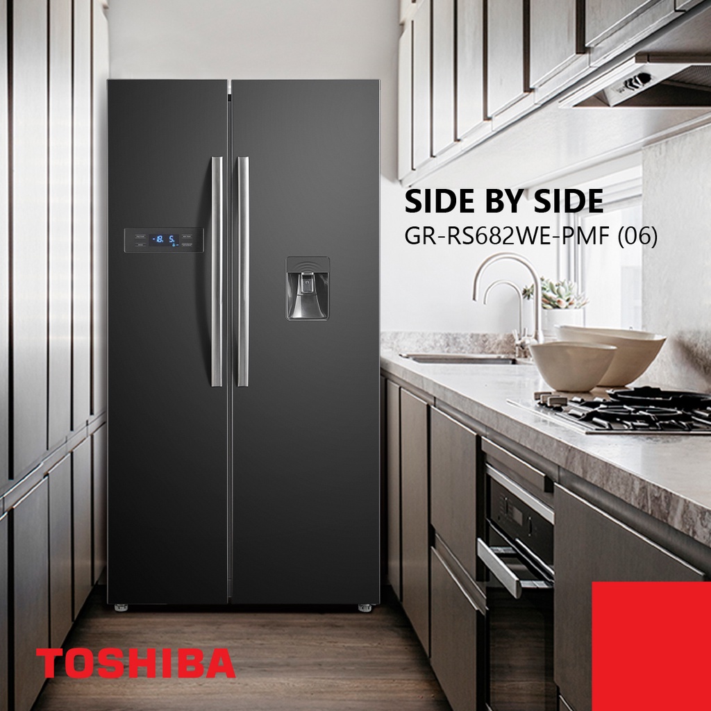 Jual KULKAS TOSHIBA SIDE BY SIDE 2 PINTU GR-RS682WE / GRRS682WE DUAL