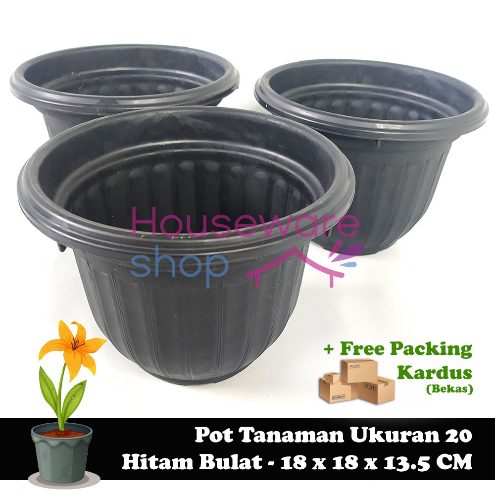 Jual Pot Bunga Bulat Pot Tanaman 20 - Hitam | Shopee Indonesia