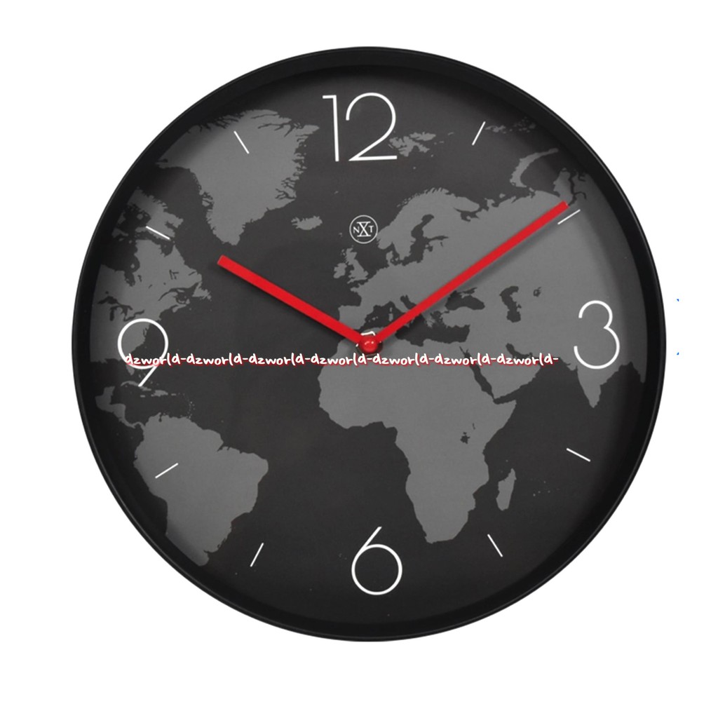 Jual Nextime Wall Clock Black World Map 30cm Jam Dinding Bulat Peta