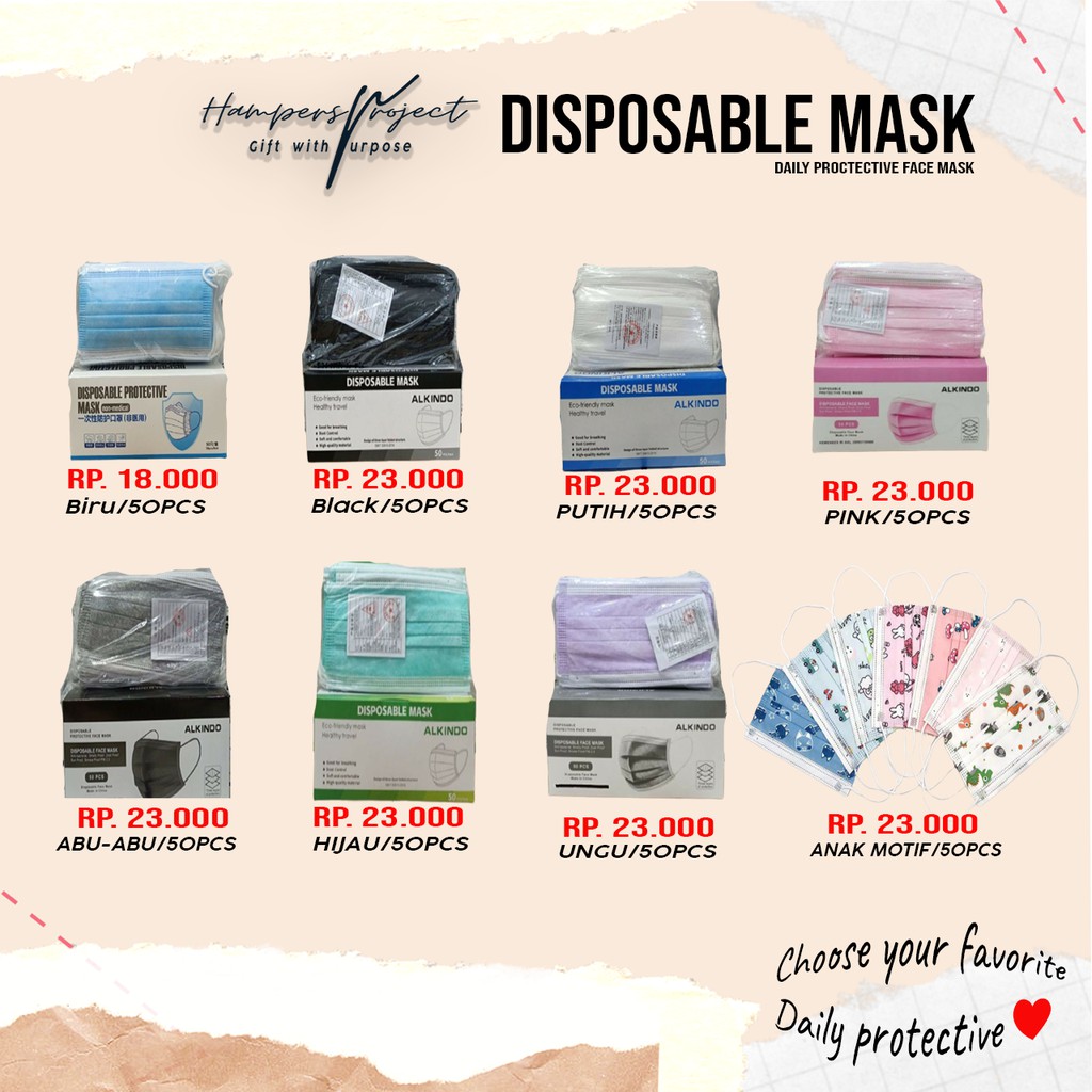 Jual Maker Non Medis/ Disposable Mask/ Masker Sekali Pakai (1box isi ...
