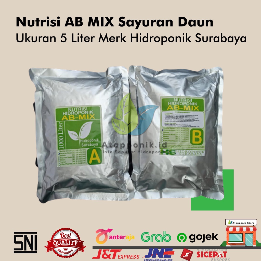 Jual Nutrisi AB Mix kemasan 5 liter pupuk hidroponik merk Hidroponik ...