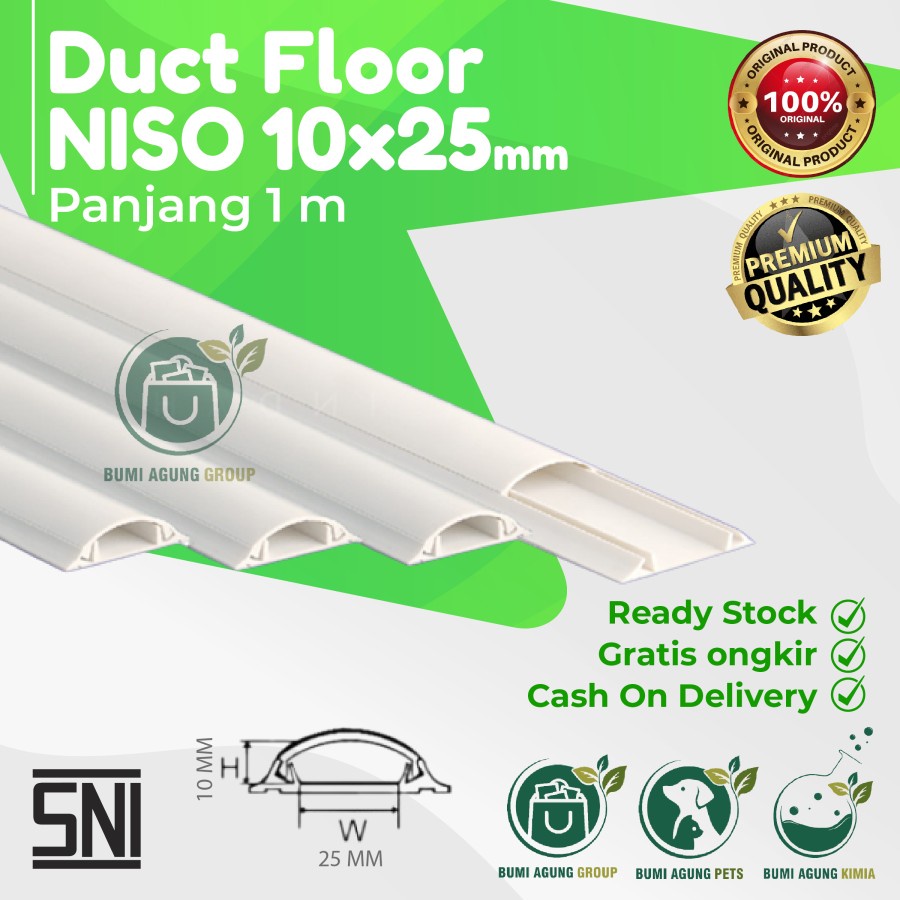 Jual Kabel Duct Lantai TC 10x25 1 meter 10 x 25 NISO Floor Duct oval 1m