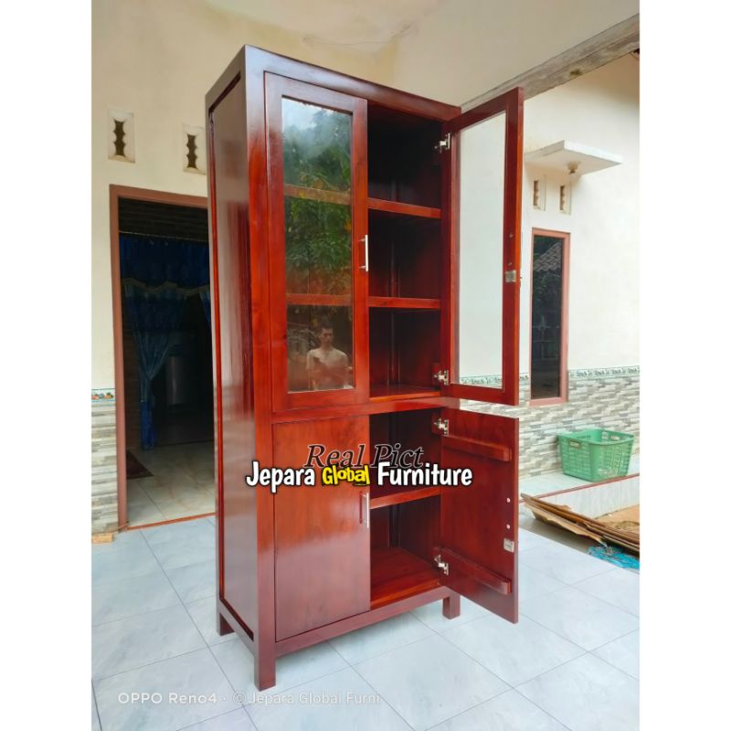 Jual Lemari Cabinet Dapur Jati Pintu Lemari Kaca Jati Lemari Hias