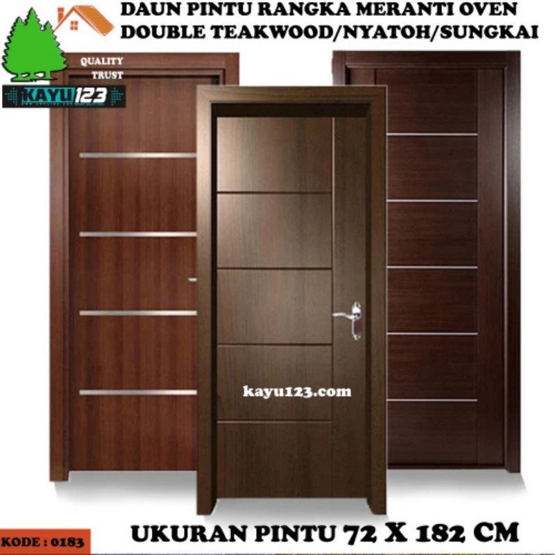 Jual Daun Pintu Minimalis 70x180 Cm Double Teakwood Nyatoh Sungkai